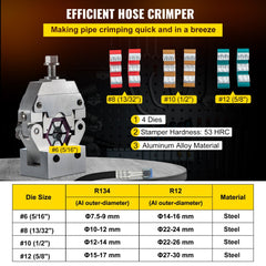 VEVOR Manually Operated AC Hose Crimper Hydra-Krimp 71550 Manual AC Hose Crimper Kit Air Conditioning Repair Handheld