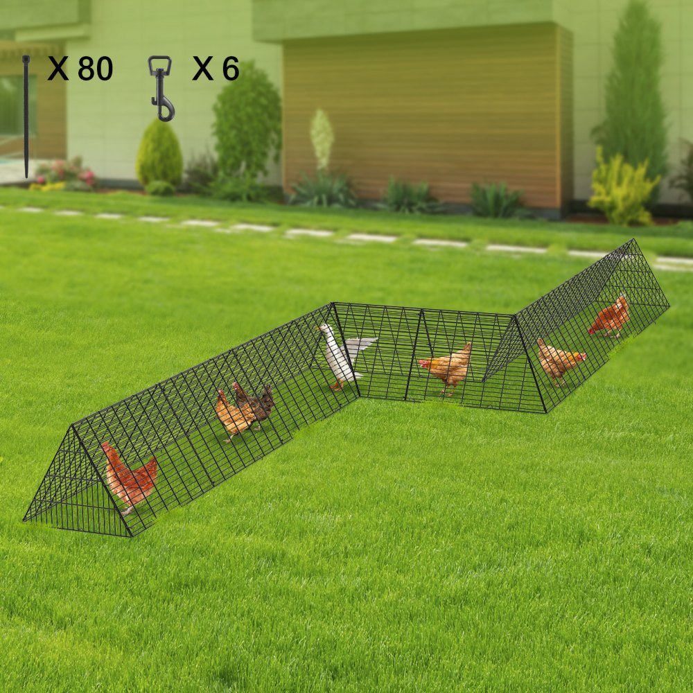 VEVOR Chicken Tunnels, 287 x 78.7 x 24.2 inch(LxWxH) Chicken Tunnels for Yard, Portable Chicken Tunnels for Outside