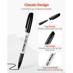 VEVOR Permanent Markers, 36 Pack Black Permanent Marker Set, Quick Drying & Fade Resistant, Fine Point Markers for