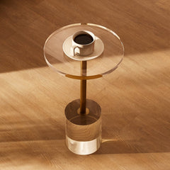 VEVOR Clear Acrylic End Table, Acrylic Side Table with a Solid Base, 11.9 x 11.9 inch Round Tabletop, 21.4 inch High