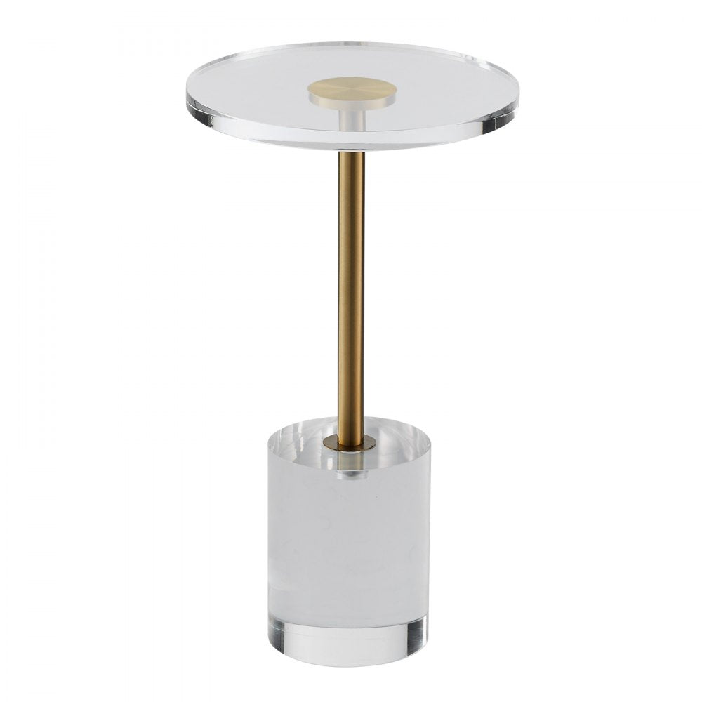 VEVOR Clear Acrylic End Table, Acrylic Side Table with a Solid Base, 11.9 x 11.9 inch Round Tabletop, 21.4 inch High