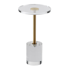 VEVOR Clear Acrylic End Table, Acrylic Side Table with a Solid Base, 11.9 x 11.9 inch Round Tabletop, 21.4 inch High