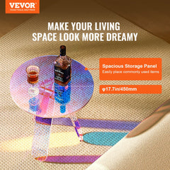 VEVOR Round Iridescent Side Table, Acrylic End Table, Clear Rainbow Acrylic Coffee Table for Drink, Food, Snack used in