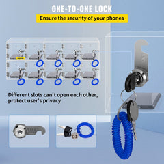 VEVOR Cell Phone Storage Locker, 10 Slots Acrylic Material with Door Locks and Keys, Wall-Mounted Cabinet Pocket Office