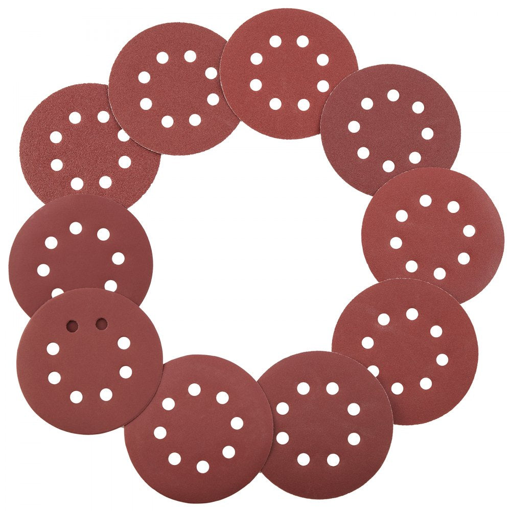 VEVOR 150 PCS 5 Inch Sanding Discs Set, 8-Hole Round Hook and Loop Sandpaper for Orbital Sander, 10 Grits include 60