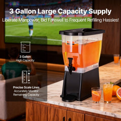 VEVOR Beverage Dispenser, 3 Gallon Drink Dispenser for Parties, Plastic Juice Dispenser with Stand Spigot Lid, Iced Tea