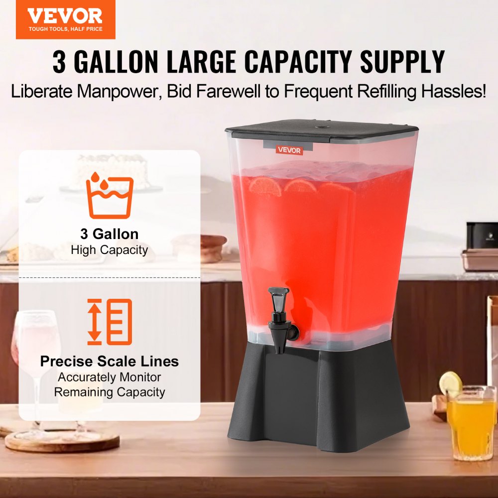 VEVOR Beverage Dispenser, 5 Gallon Drink Dispenser for Parties, Plastic Juice Dispensers with No-Drip Spigot, Iced Tea