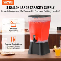 VEVOR Beverage Dispenser, 5 Gallon Drink Dispenser for Parties, Plastic Juice Dispensers with No-Drip Spigot, Iced Tea