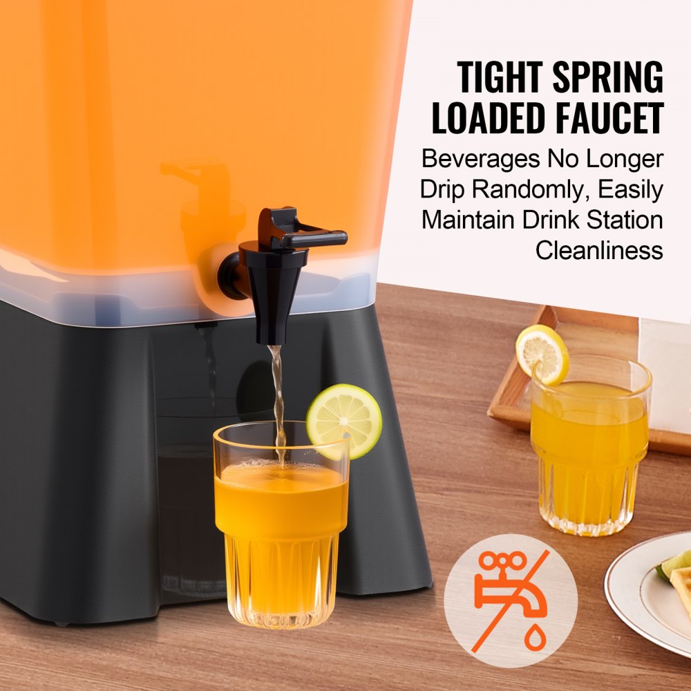 VEVOR Beverage Dispenser, 5 Gallon Drink Dispenser for Parties, Plastic Juice Dispensers with No-Drip Spigot, Iced Tea