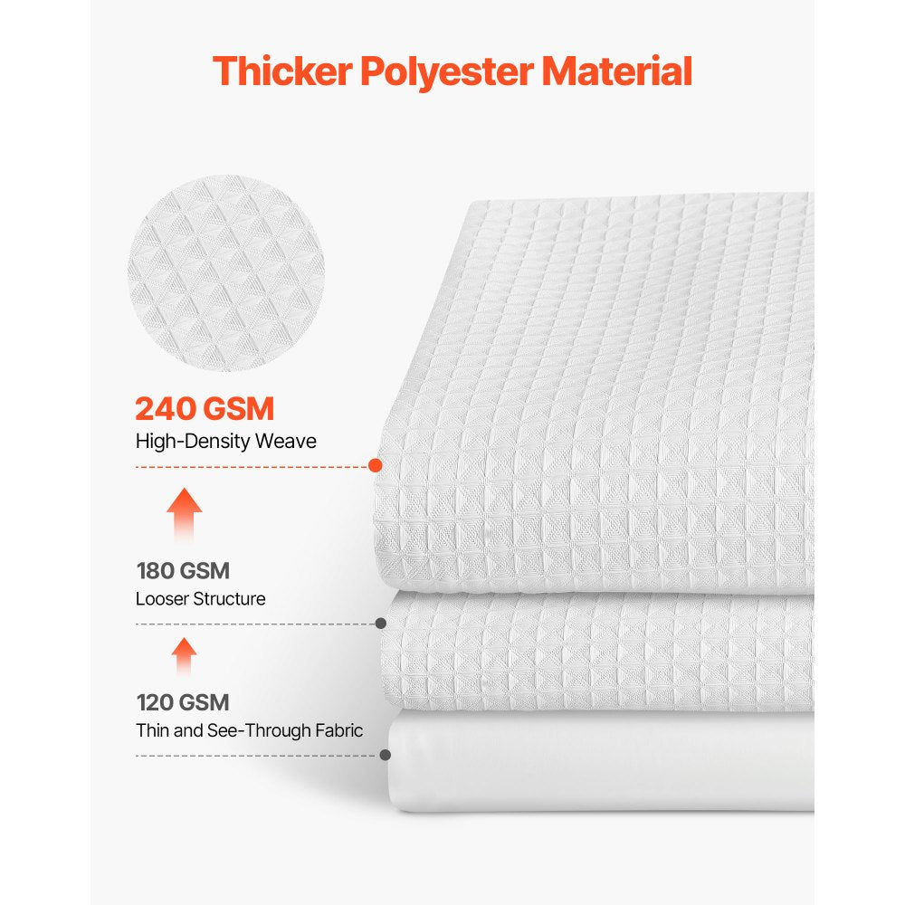 VEVOR White Fabric Shower Curtain, 240 GSM Weighted Waffle Shower Curtains, Polyester Curtain with Rust-Resistant