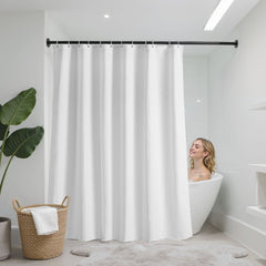 VEVOR White Fabric Shower Curtain, 240 GSM Weighted Waffle Shower Curtains, Polyester Curtain with Rust-Resistant