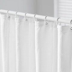 VEVOR White Fabric Shower Curtain, 240 GSM Weighted Waffle Shower Curtains, Polyester Curtain with Rust-Resistant