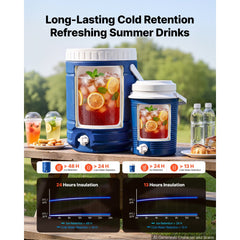 VEVOR Insulated Beverage Dispenser 2 Gallon + 4.8 Gallon Beverage Server, for Camping Outdoor Event Parties, Leakproof