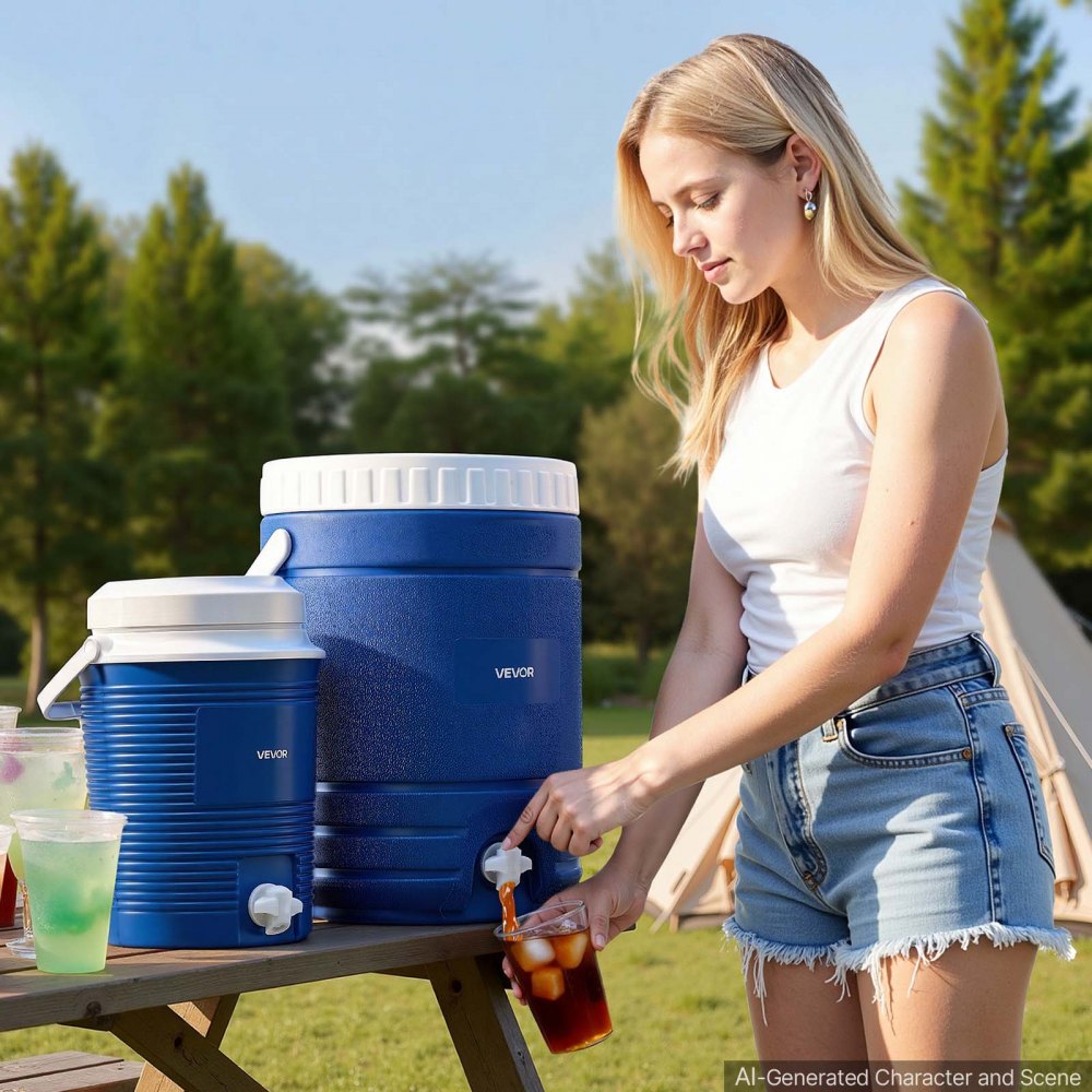 VEVOR Insulated Beverage Dispenser 2 Gallon + 4.8 Gallon Beverage Server, for Camping Outdoor Event Parties, Leakproof