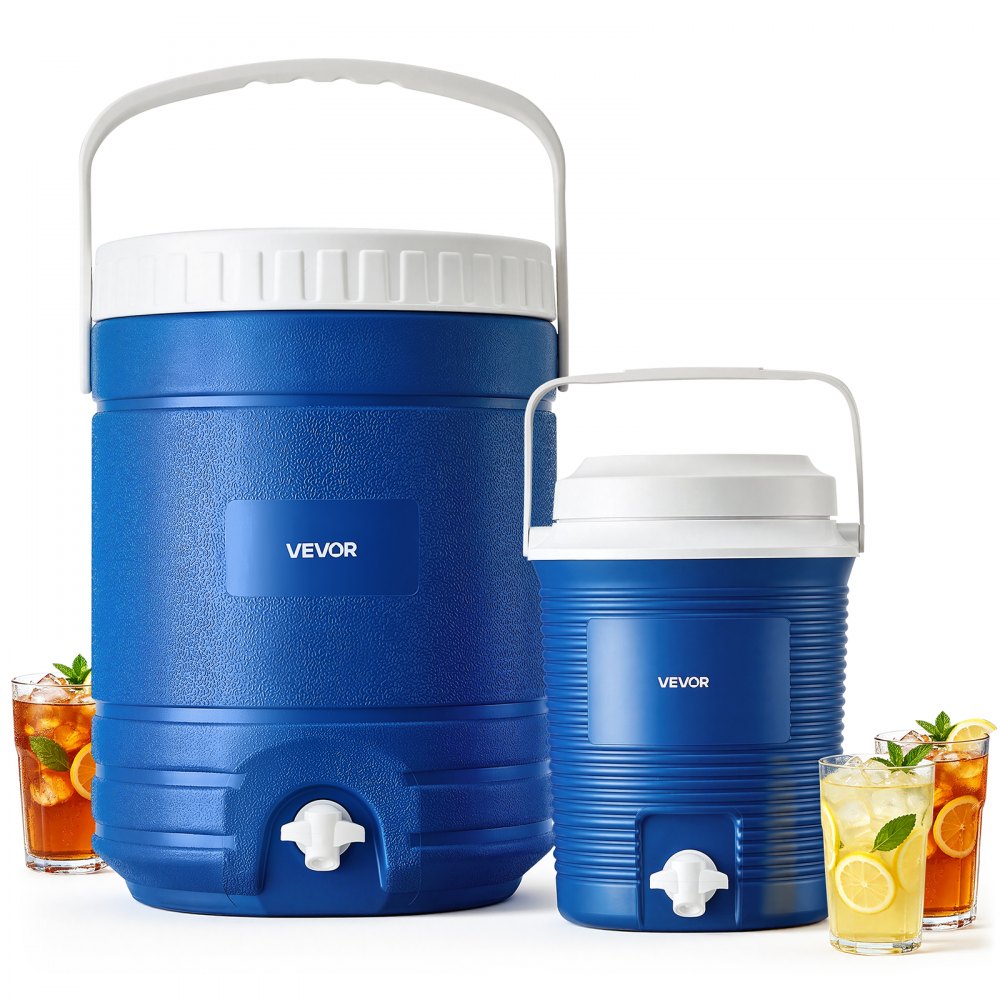 VEVOR Insulated Beverage Dispenser 2 Gallon + 4.8 Gallon Beverage Server, for Camping Outdoor Event Parties, Leakproof