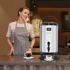 VEVOR Insulated Beverage Dispenser, 3.2 Gal/12L Stainless Steel Thermal Drink Server with Spigot & Temp Display