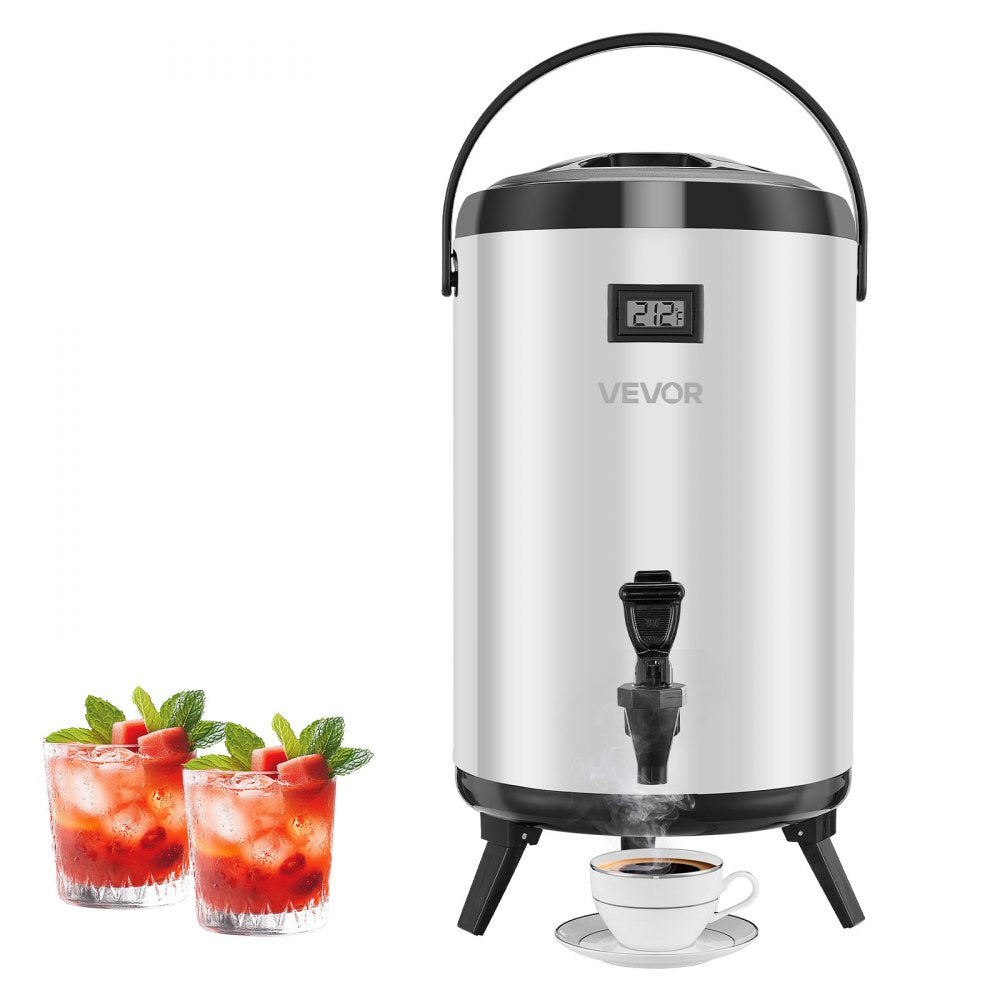 VEVOR Insulated Beverage Dispenser, 3.2 Gal/12L Stainless Steel Thermal Drink Server with Spigot & Temp Display