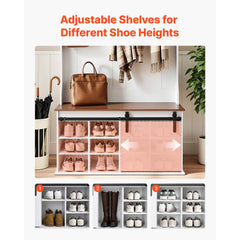 VEVOR Hall Tree with Bench and Shoe Storage, 42" Wide, Entryway Hall Tree with Bench, Hanging Hooks, Storage Shelves