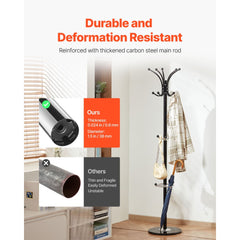 VEVOR Freestanding Coat Rack, Metal Coats Rack Stand with Umbrella Holder, Stable Marble Base & 14 Hooks, Hall Coat