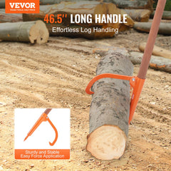 VEVOR Log Peavey, 46.5 in, Wooden Handle Log Lifter, Heavy Duty Log Roller with Max 18 in Opening, Rust-Resistant Log