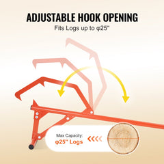 VEVOR Timberjack, 46.5 in, Heavy Duty Steel Log Roller, Log Lifter with Adjustable Cant Hook, Logging Tools Log Jack
