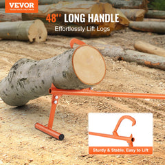 VEVOR Timberjack, 48 in, Heavy Duty Log Lifter with Metal Handle, Log Roller with Adjustable Cant Hook, Logging Tools