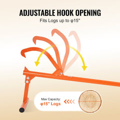 VEVOR Timberjack, 48 in, Heavy Duty Log Lifter with Metal Handle, Log Roller with Adjustable Cant Hook, Logging Tools