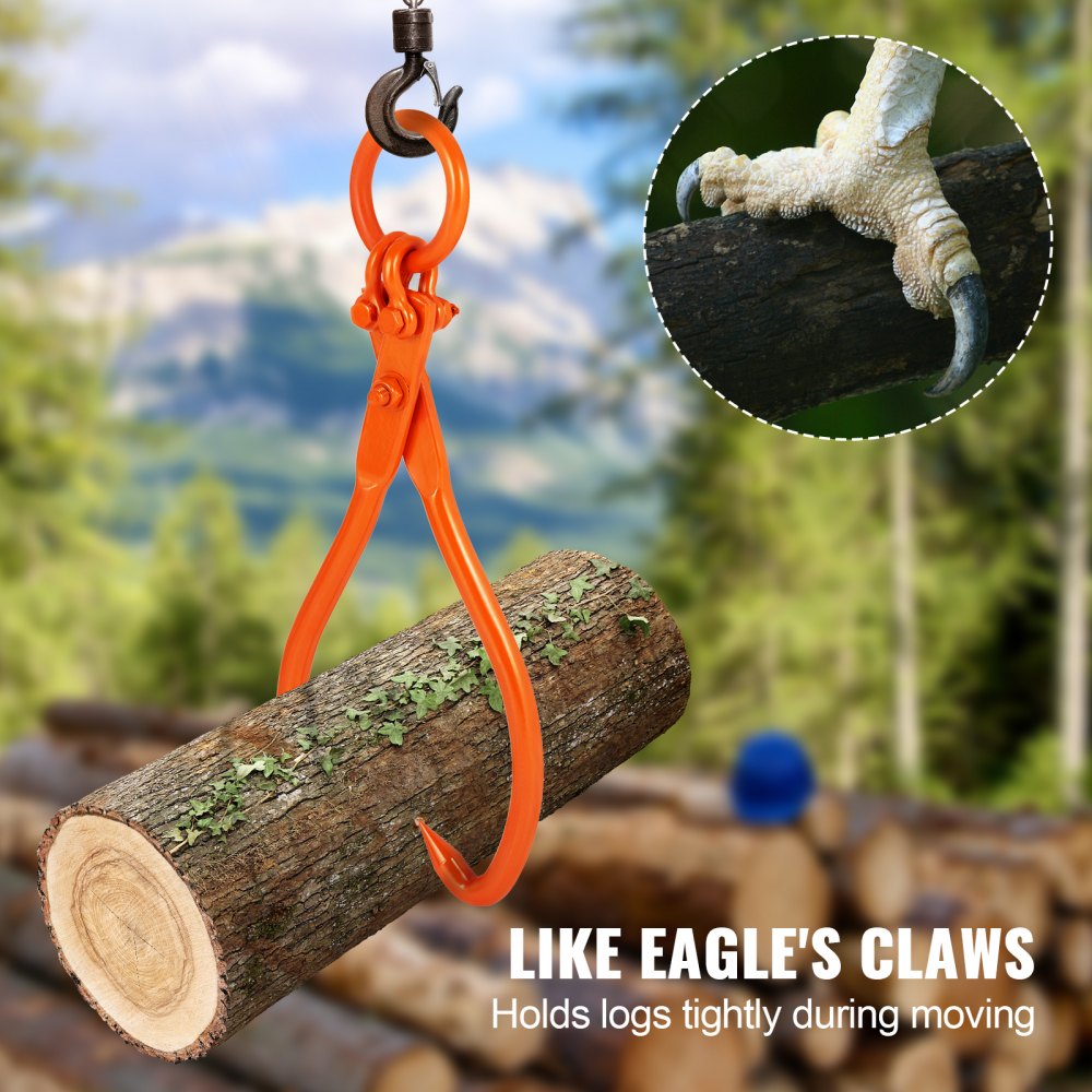 VEVOR Log Skidding Tongs, 18 inch 2 Claw Log Lifting Tongs, Heavy Duty Steel Lumber Skidding Tongs, 772 lbs/350 kg