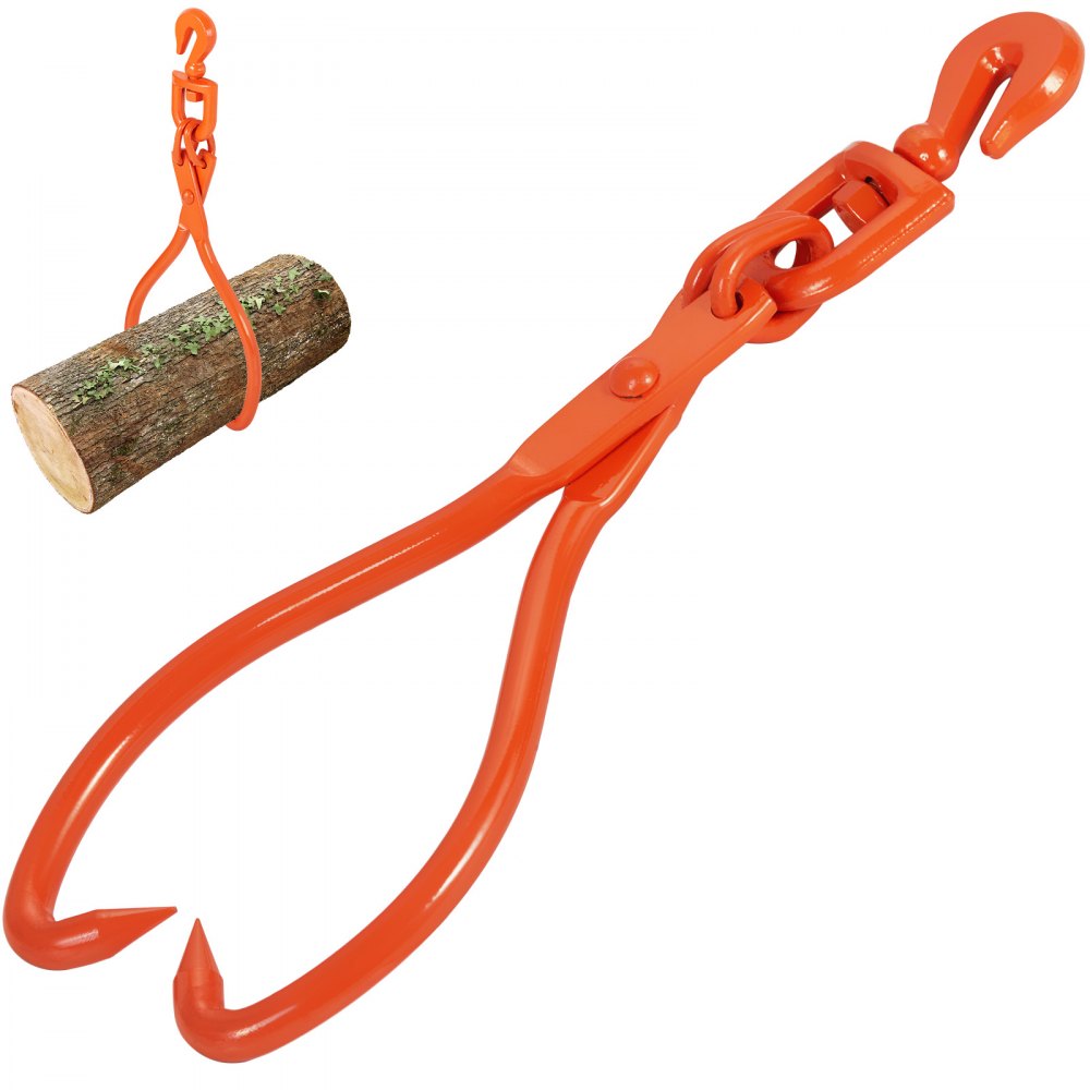 VEVOR Log Skidding Tongs, 18 inch 2 Claw Log Lifting Tongs, Heavy Duty Rotating Steel Lumber Skidding Tongs, 772