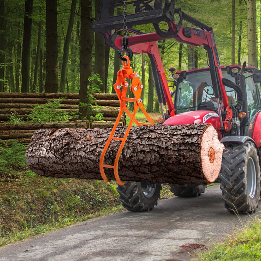 VEVOR Timber Claw Hook, 28 inch 4 Claw Log Grapple for Logging Tongs, Swivel Steel Log Lifting Tongs, Eagle Claws