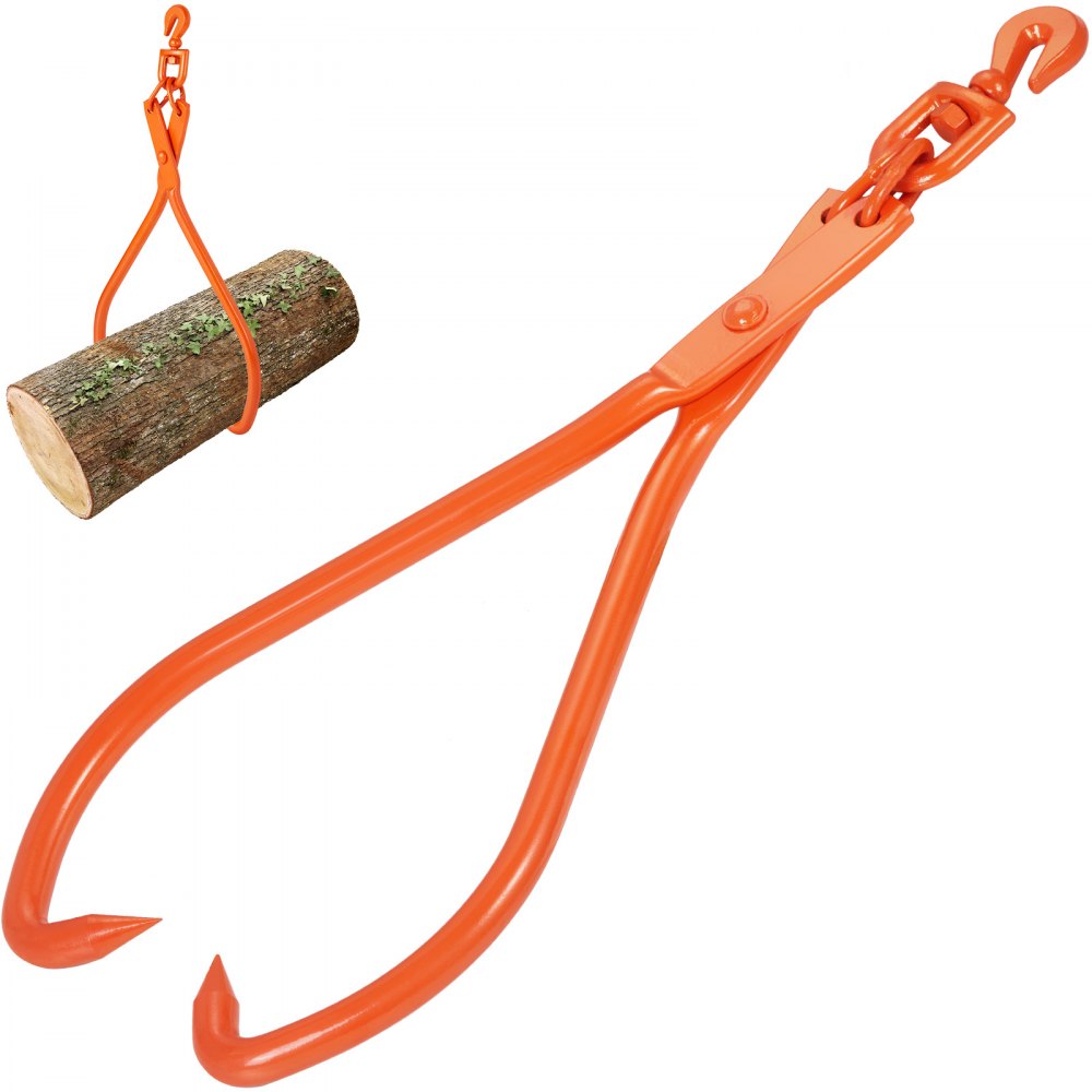 VEVOR Log Skidding Tongs, 32 inch 2 Claw Log Lifting Tongs, Heavy Duty Rotating Steel Lumber Skidding Tongs, 1543