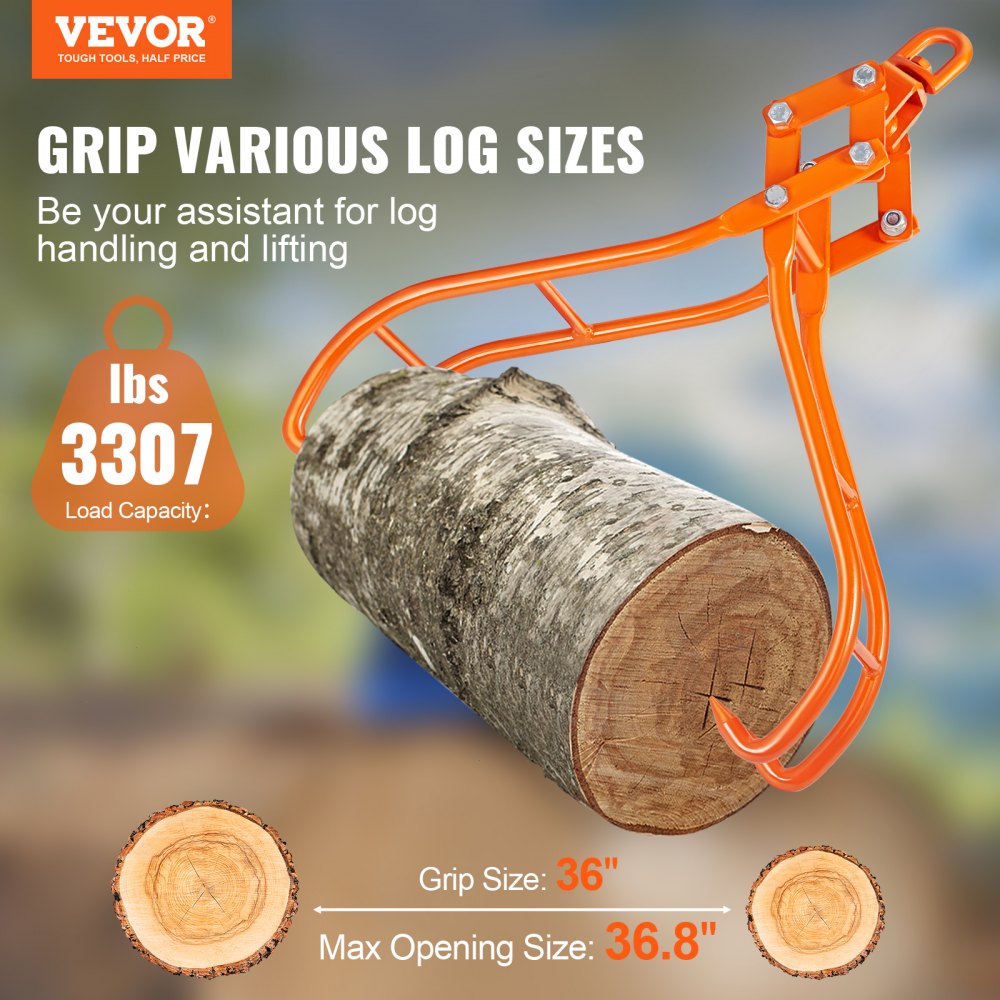 VEVOR Timber Claw Hook, 36 inch 4 Claw Log Grapple for Logging Tongs, Swivel Steel Log Lifting Tongs, Eagle Claws