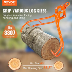 VEVOR Timber Claw Hook, 36 inch 4 Claw Log Grapple for Logging Tongs, Swivel Steel Log Lifting Tongs, Eagle Claws