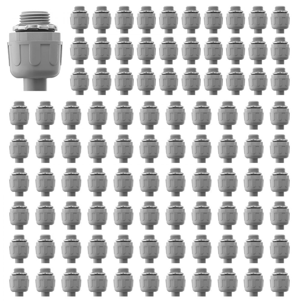 VEVOR 1/2 in 100 pcs Liquid Tight Connector Non-Metallic Conduit Fitting Connector