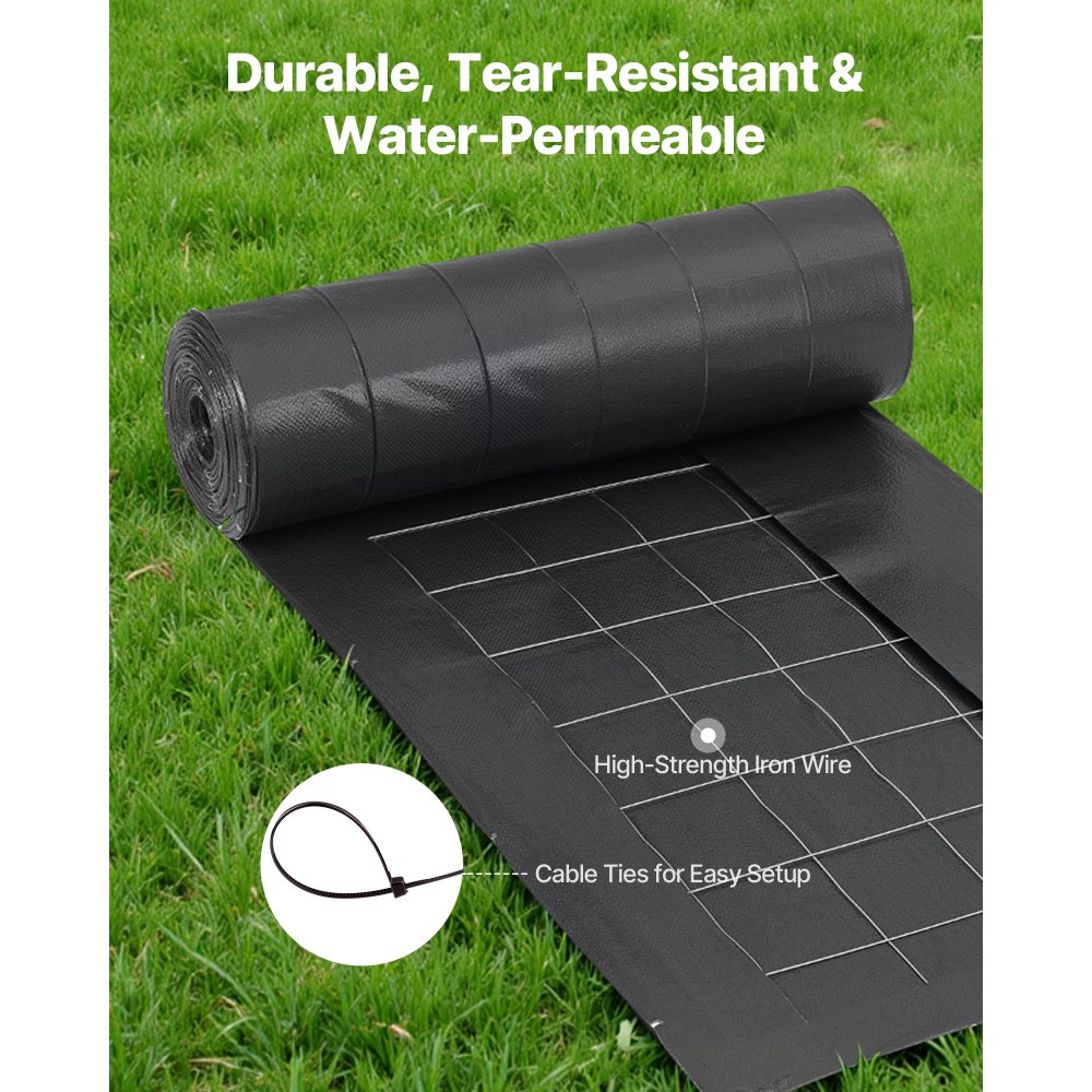 VEVOR Silt Fence Fabric Roll, 2 x 100 ft Backed Wire Silt Fence, Erosion Control Fencing for Sediment Retention