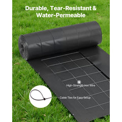 VEVOR Silt Fence Fabric Roll, 2 x 100 ft Backed Wire Silt Fence, Erosion Control Fencing for Sediment Retention