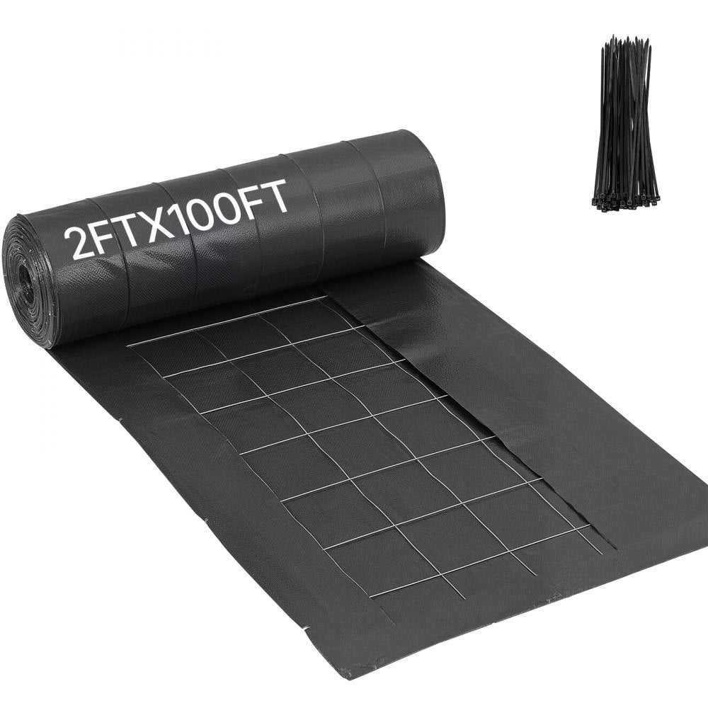 VEVOR Silt Fence Fabric Roll, 2 x 100 ft Backed Wire Silt Fence, Erosion Control Fencing for Sediment Retention