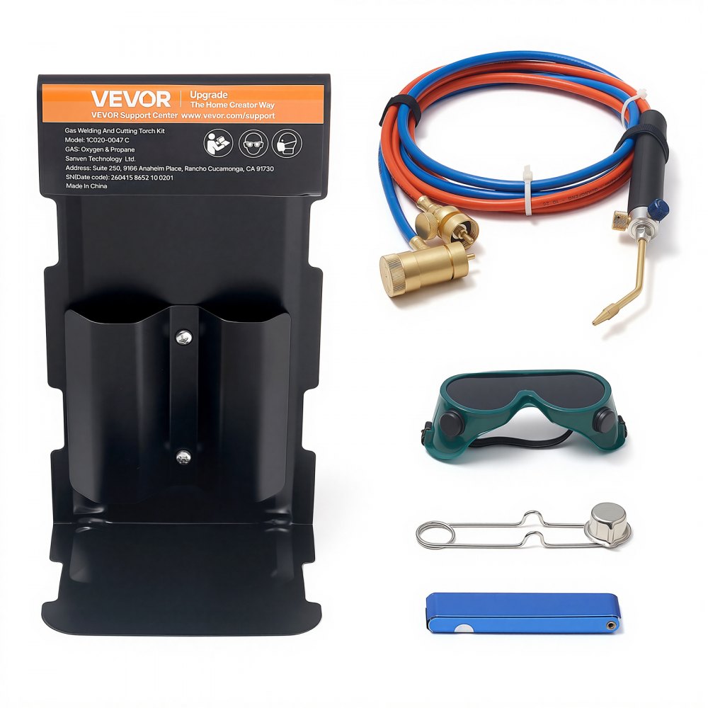 VEVOR Oxygen Propane Torch Kit, Brass Welding Torch for Oxygen MAPP Gas with Dual Pressure Gauges, Portable Oxy-Propane
