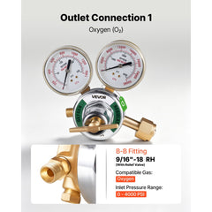 VEVOR Oxygen Acetylene Regulator Set, Oxy-Acetylene Regulators, 0-4000PSI and 0-400PSI Welding Gas Gauges with