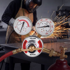 VEVOR Oxygen Acetylene Regulator Set, Oxy-Acetylene Regulators, 0-4000PSI and 0-400PSI Welding Gas Gauges with