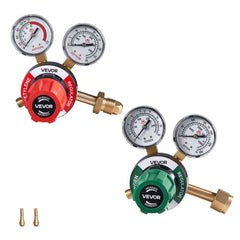 VEVOR Oxygen Acetylene Regulator Set, Oxy-Acetylene Regulators, 0-4000PSI and 0-500PSI Welding Gas Gauges with