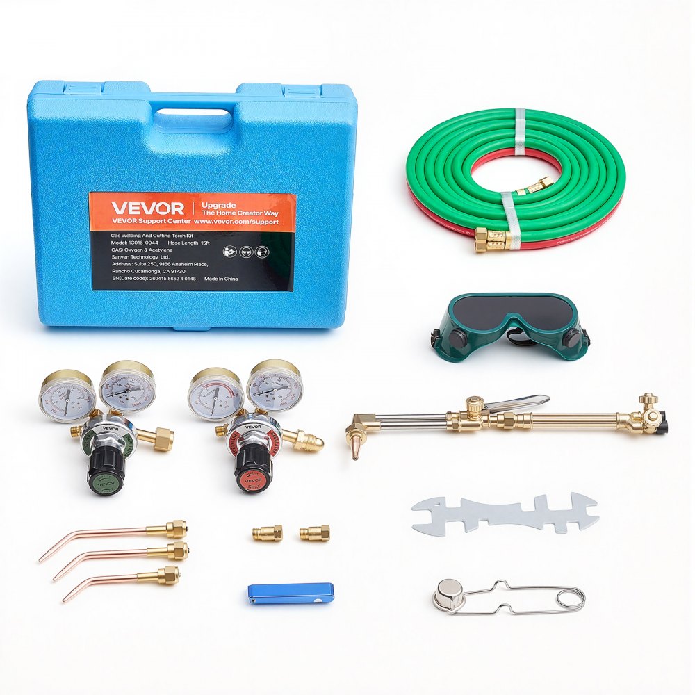 VEVOR Oxygen Acetylene Torch Kit with Check Valves, Gas Welding Cutting Torch Kit, Portable Oxy Acetylene Brazing Set