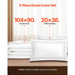 VEVOR King Duvet Cover Set, 100% Cotton, 3 Pieces Bedding Set King Size with 1 Duvet Cover 104 x 90 in and 2 Pillow