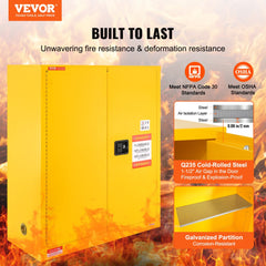 VEVOR Flammable Storage Cabinet 34 Gal, 43.1x18.1x50.1 inch Cold-Rolled Steel Flammable Liquid Storage Cabinet