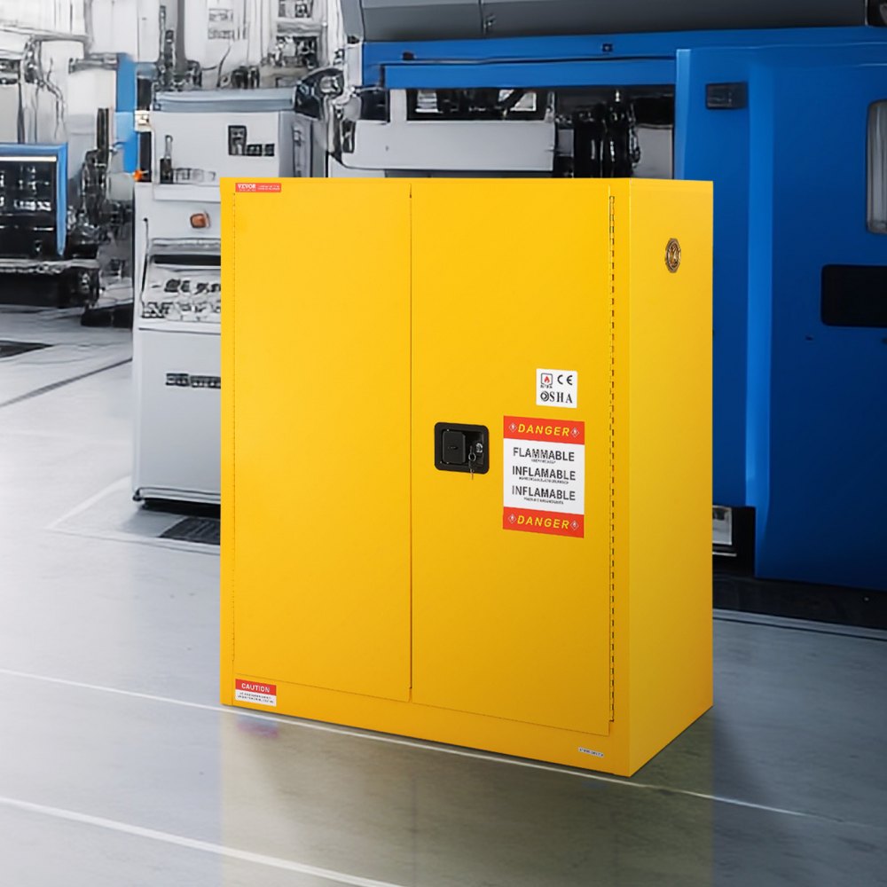 VEVOR Flammable Storage Cabinet 34 Gal, 43.1x18.1x50.1 inch Cold-Rolled Steel Flammable Liquid Storage Cabinet