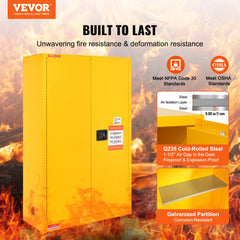 VEVOR Flammable Safety Cabinet, 45 Gal, Cold-Rolled Steel Flammable Liquid Storage Cabinet, 42.9 x 18.1 x 65.2 in