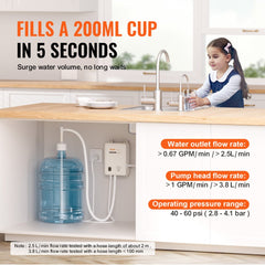 VEVOR Water Pump System for 5 Gallon Bottles, Automatic Electric Dispenser, Single Inlet, Suitable for Coffee/Tea