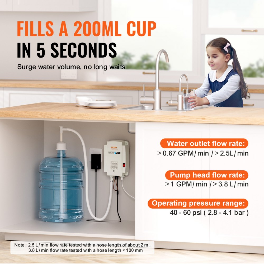 VEVOR Bottled Water Dispenser Pump System, 5 Gallon Dispensing System, Automatic Electric Water Dispenser, Single Inlet