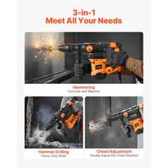 VEVOR 1-9/16 Inch SDS-Max Rotary Hammer Drill, 13Amp Corded Drills, Heavy Duty Chipping Hammers with Vibration Control