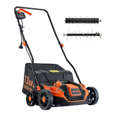 VEVOR 2-in-1 Electric Dethatcher and Scarifier, 13-Inch 13 Amp, Corded Lawn Dethatcher with 13-Gallon Thatch Collection
